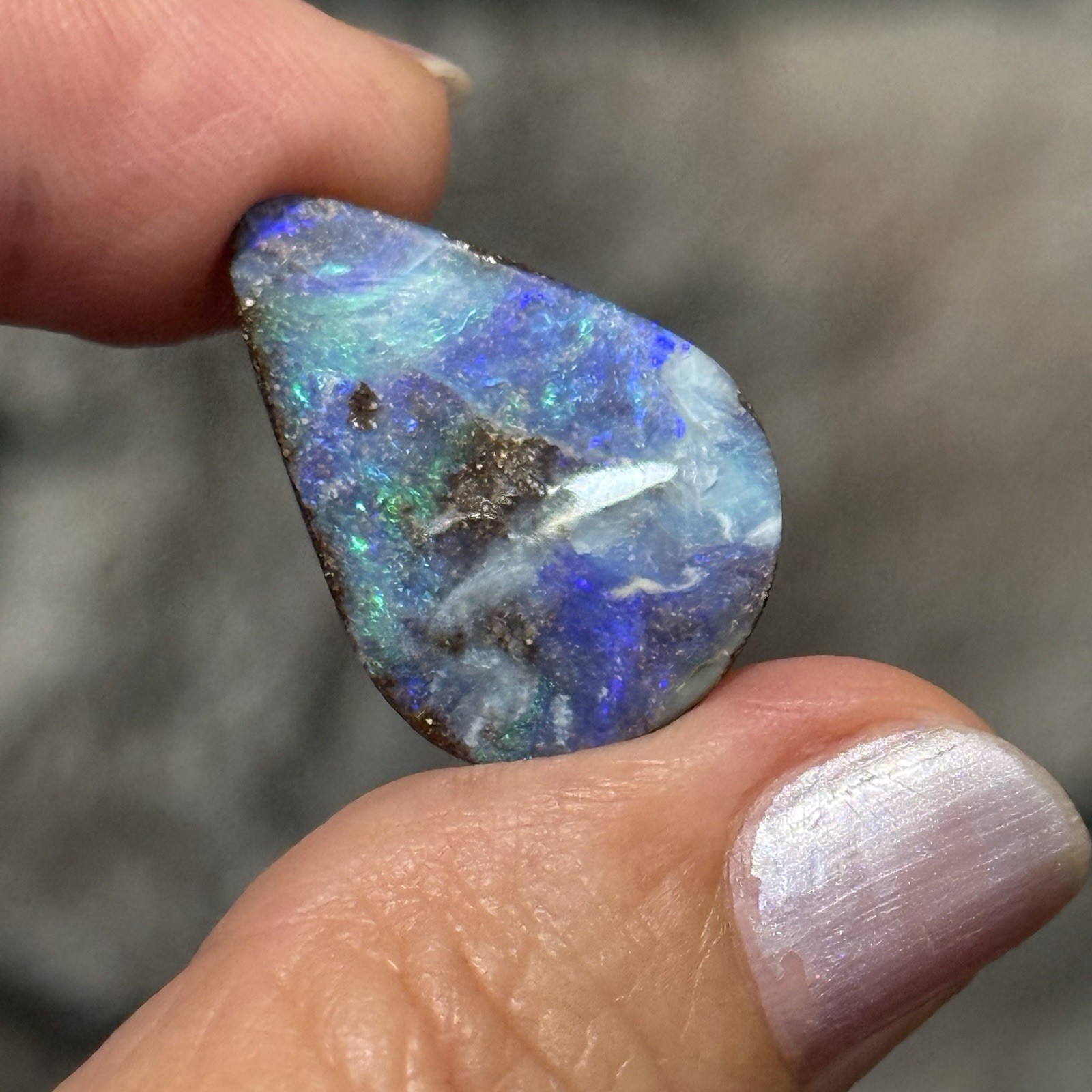 13.45ct 23.9x17x4.5mm Caribbean Blue Australian Boulder Opal Teardrop Cabochon