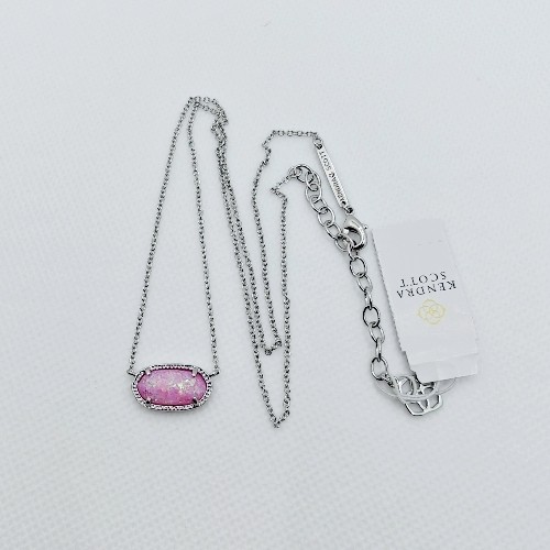 Kendra Scott Elisa Silver Pendant Necklace in Pink Opal