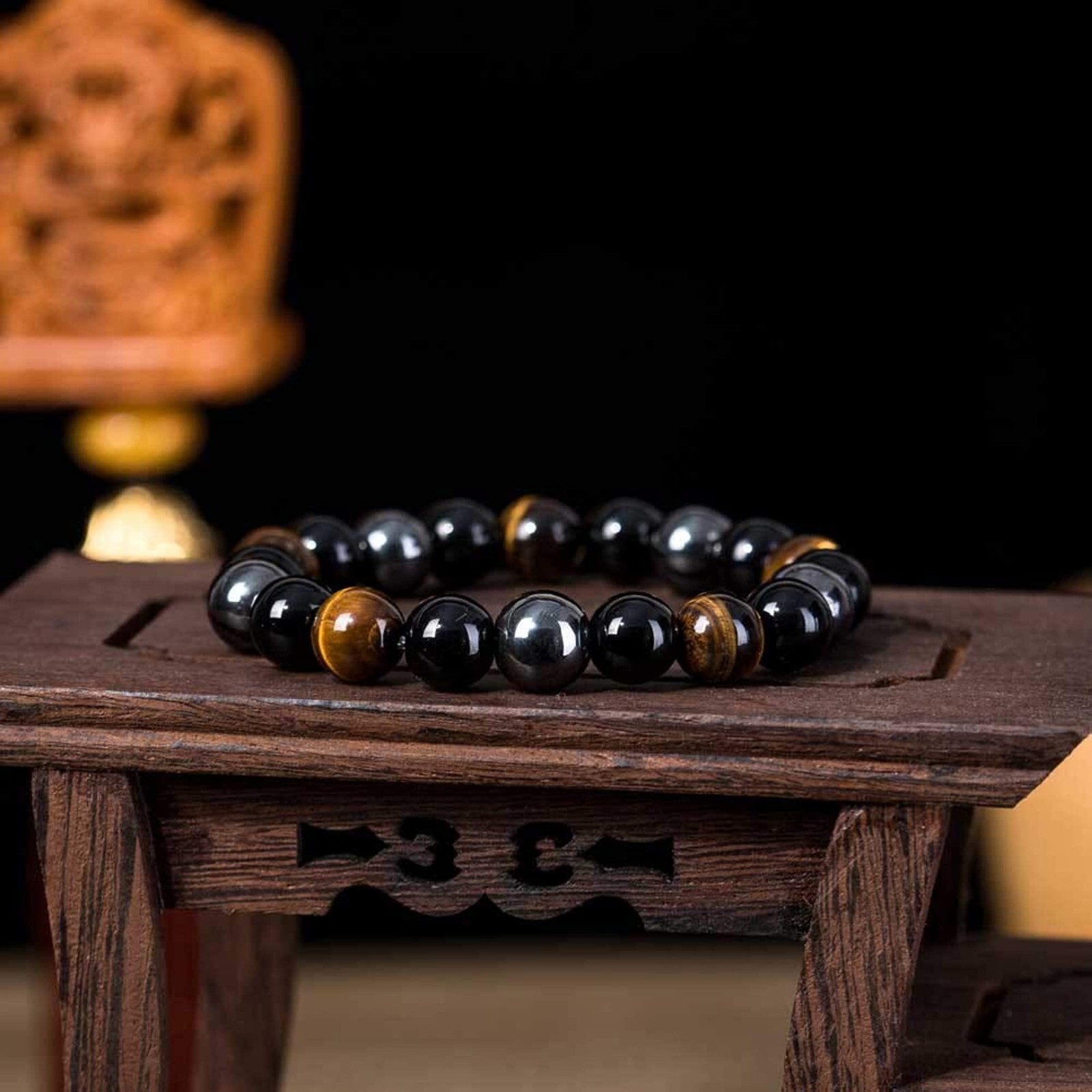 Natural Tiger’s Eye Hematite Obsidian Stone Bracelet Stretch Bracelet Handmade