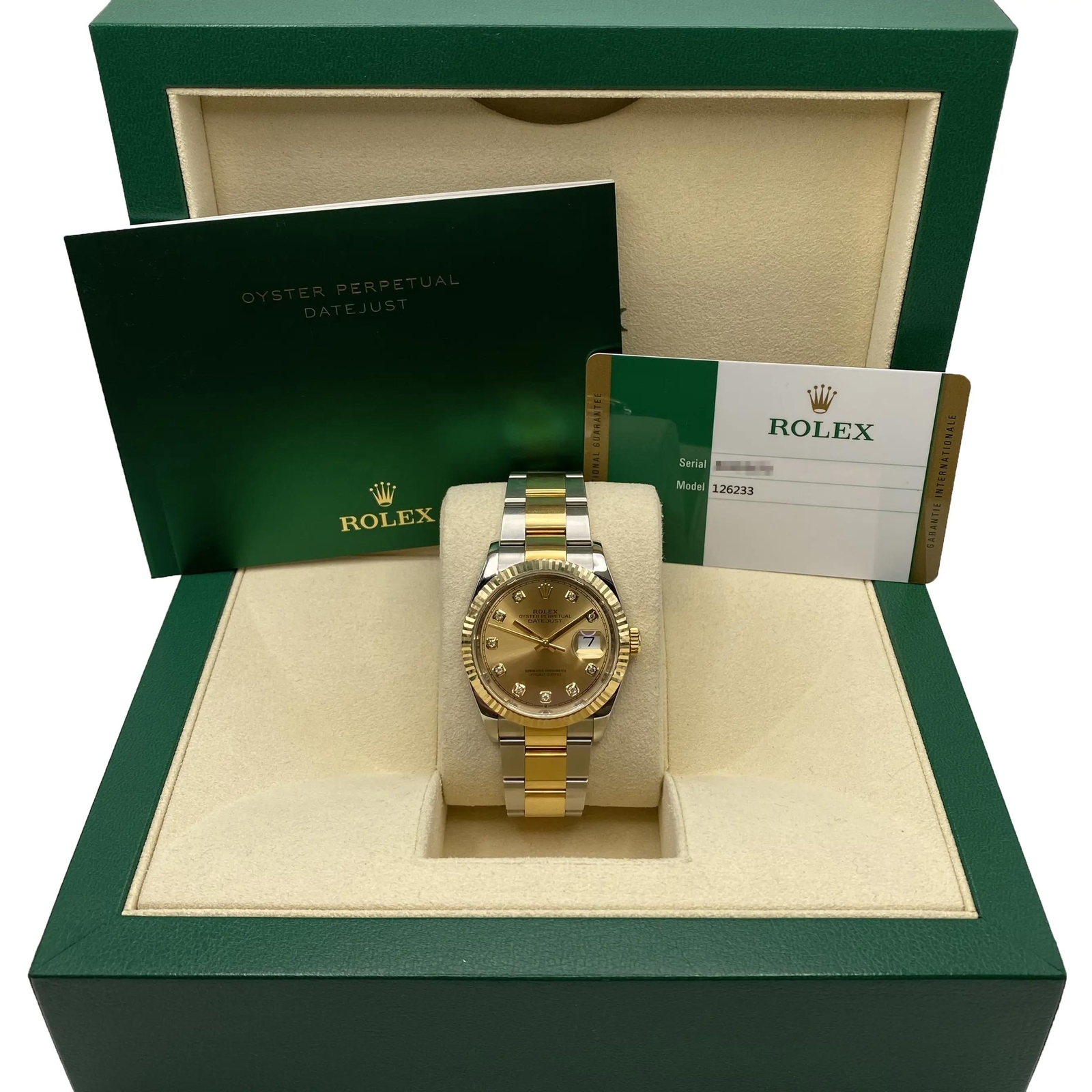 Rolex Datejust 126233 36mm Yellow Gold Steel Diamond Champagne Dial Watch 2020