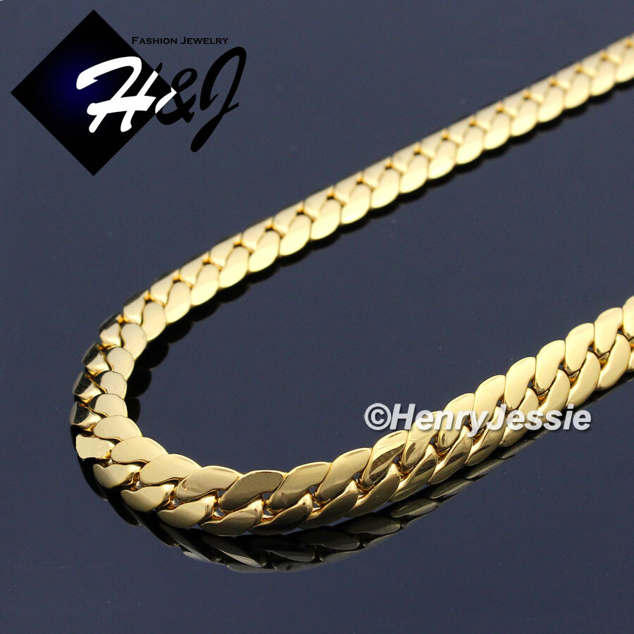 7″-11″Stainless Steel 8mm Gold Plated Miami Cuban Curb Link Chain Bracelet*GN155
