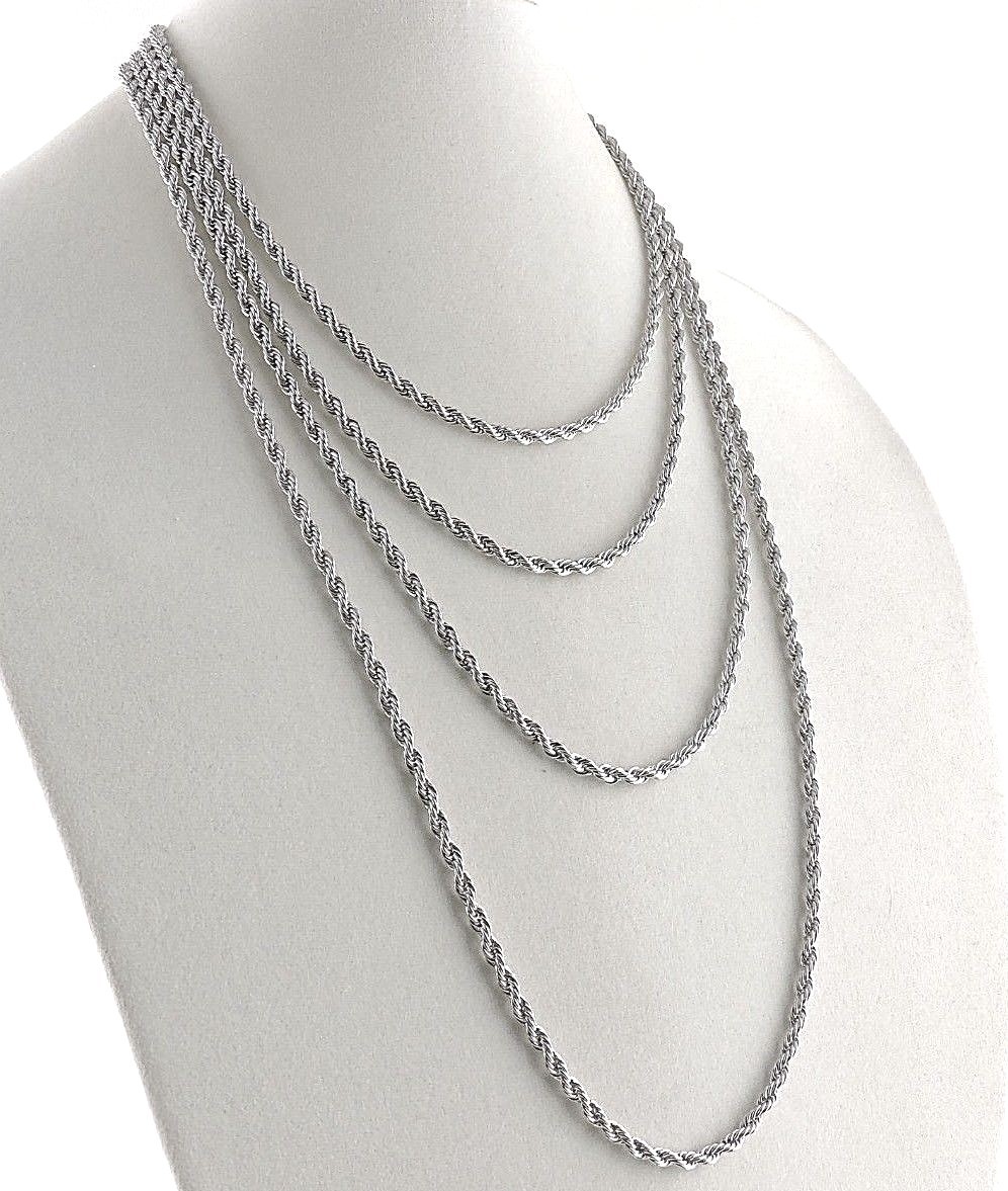 Stainless Steel 4 mm Rope Chain Necklace 18″, 20″, 24″ or 30″