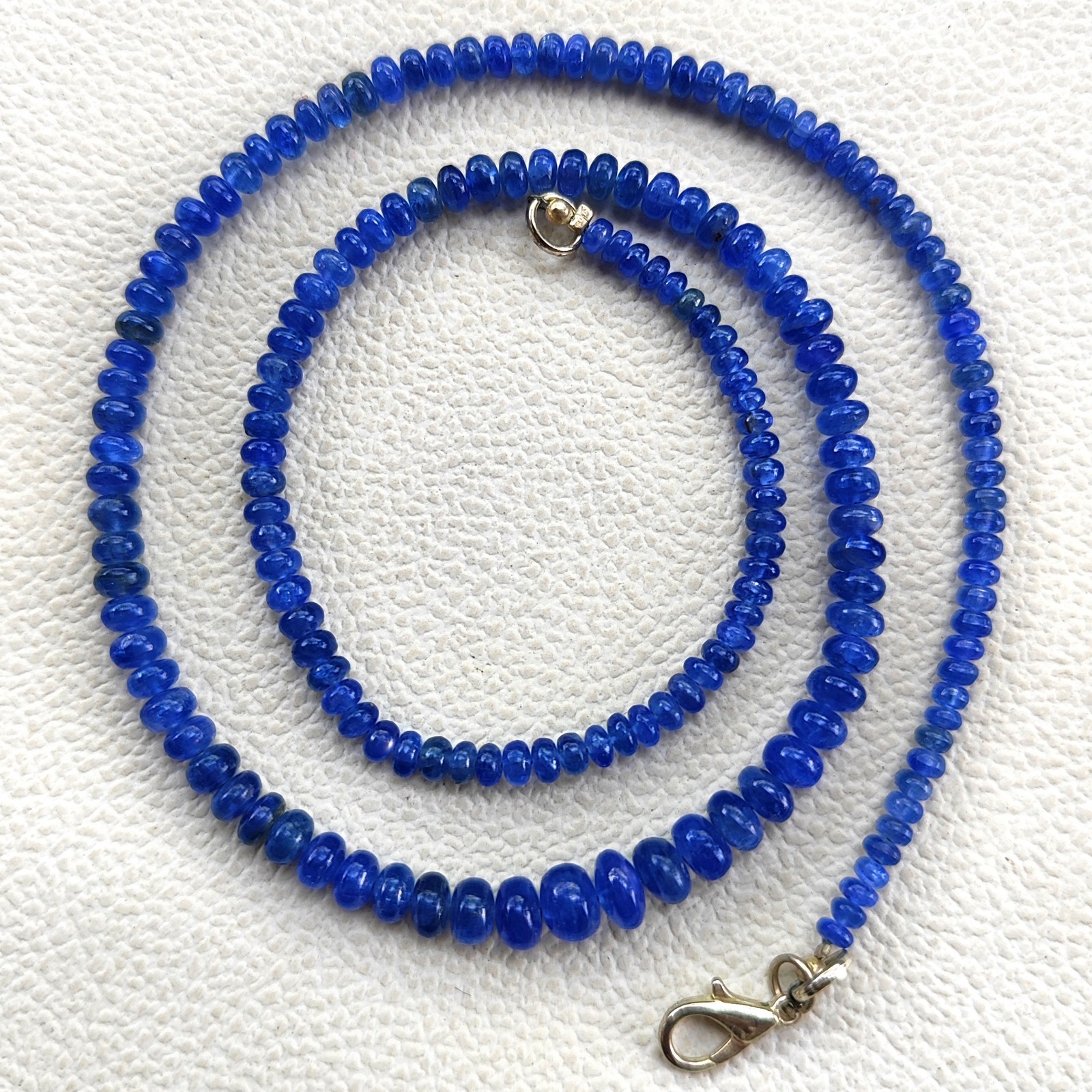 Natural Myanmar Sapphire 3-6.5mm Smooth Rondelle Beads 18″ Gemstone Necklace