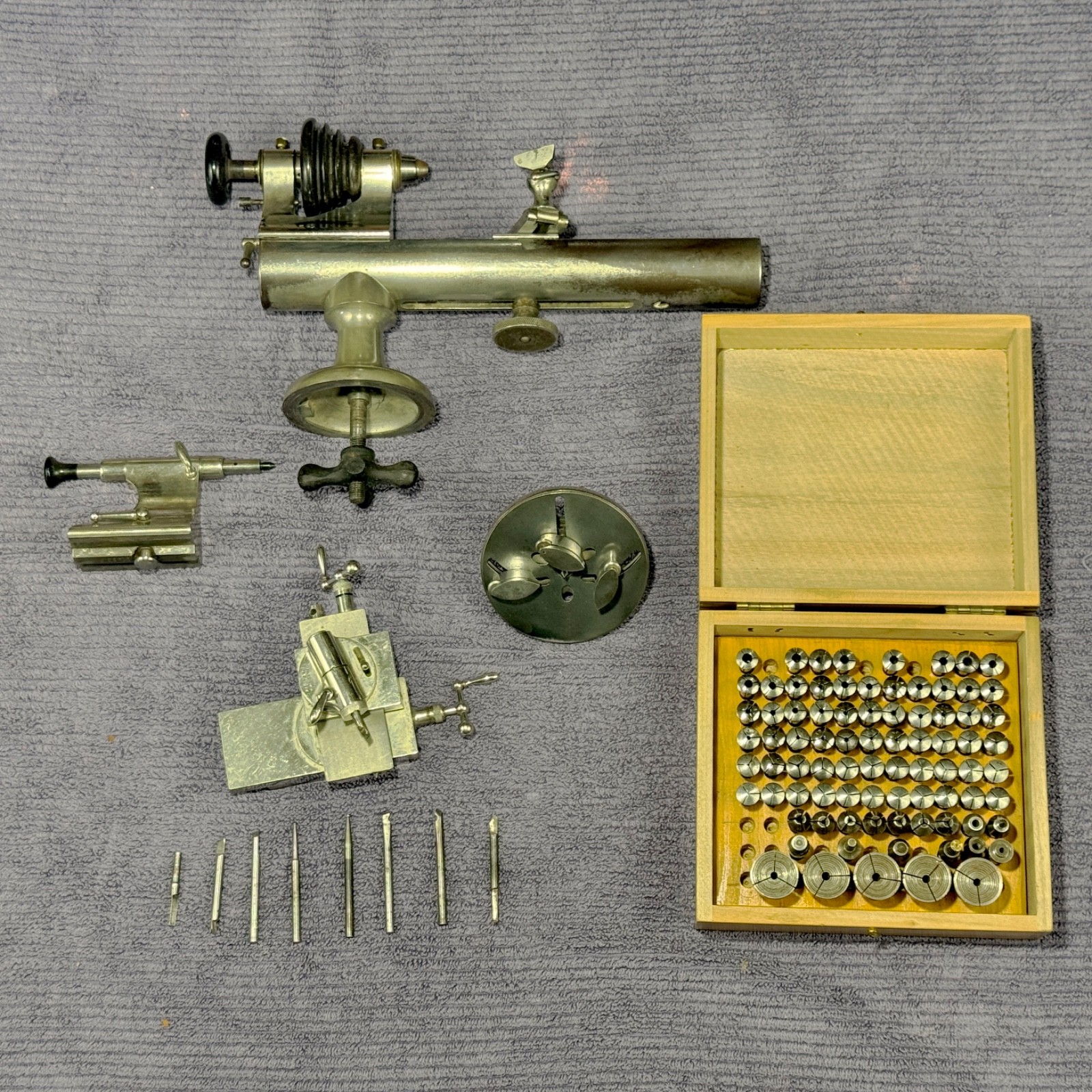 Collectors Dream Rivett (USA) 2C Watchmaker Lathe 82 Collets & Rivett Compound