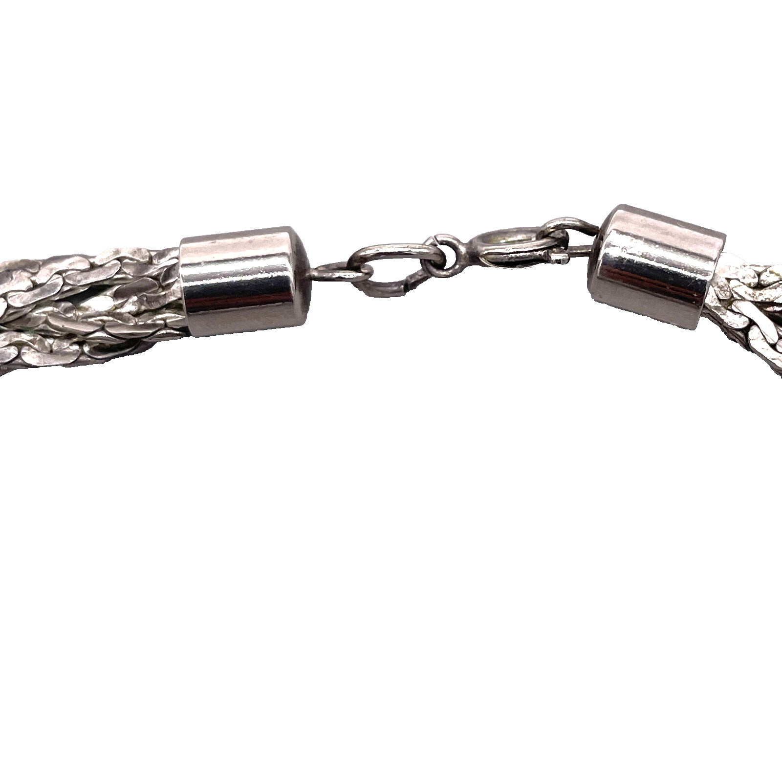 Braided Chain Necklace Spring Silver Tone 22.5 Inches