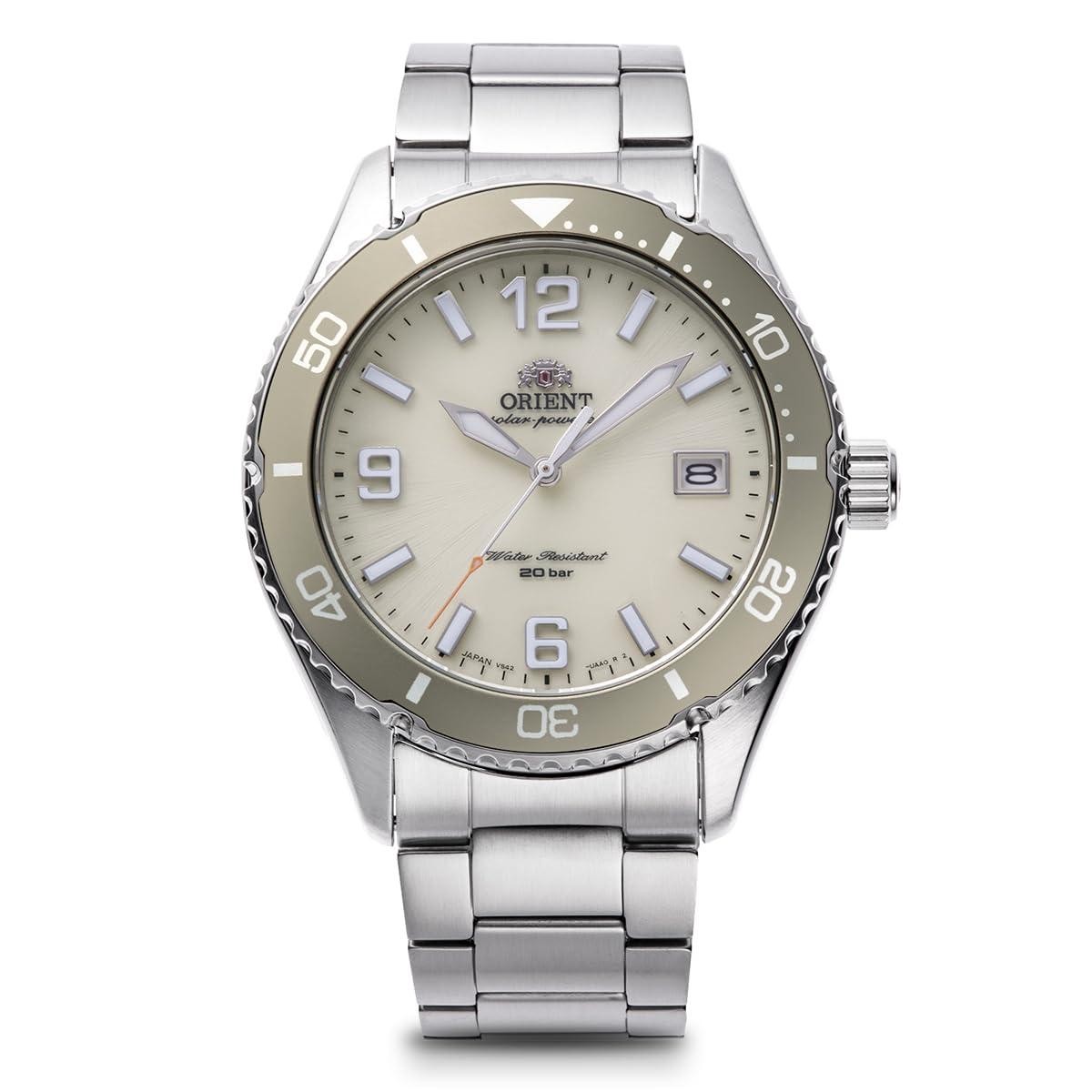 Orient Mako 40 Sports RN-WJ0003S White Dial Solar Stainless Diver Men Watch New