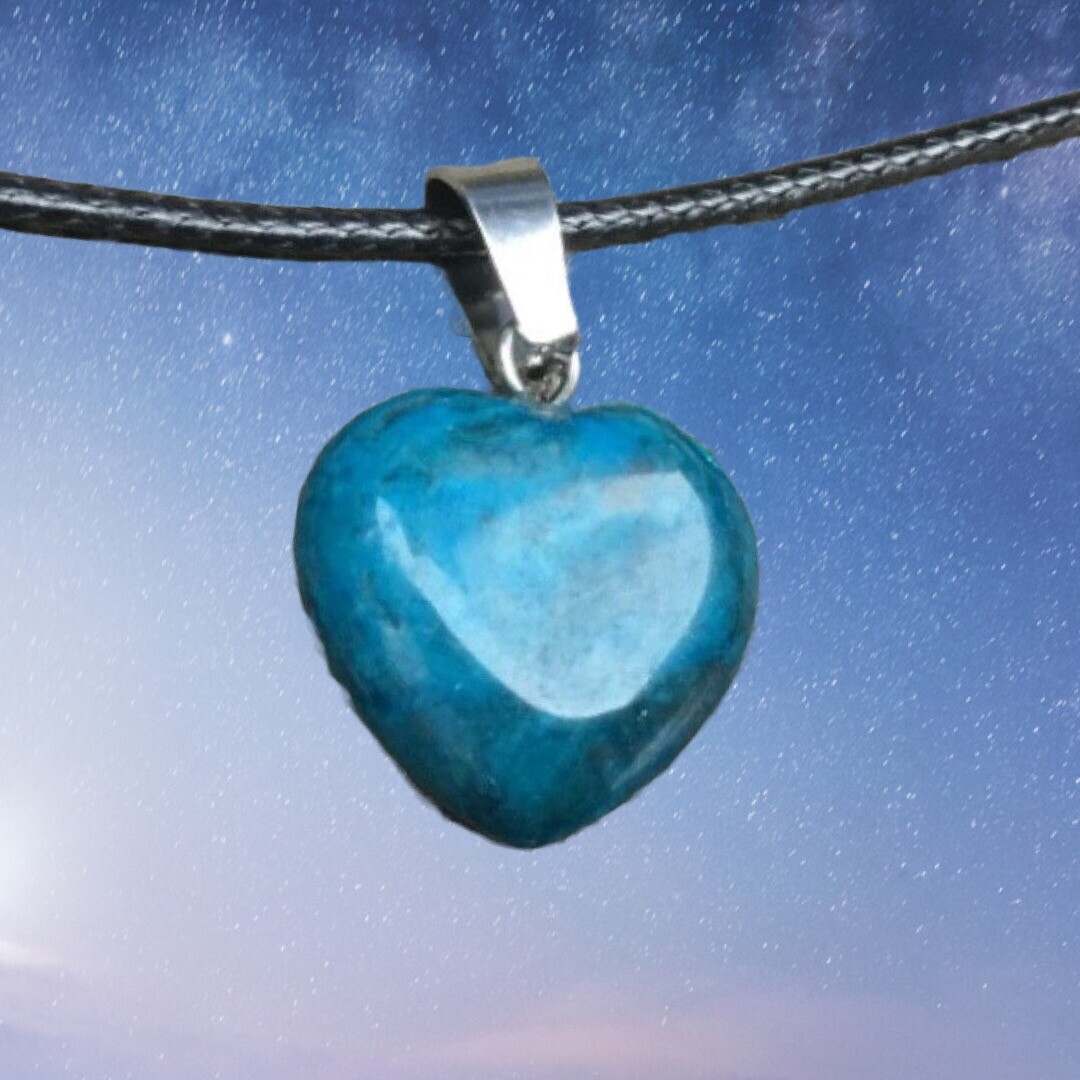Black Cord Necklace Measures 17-19in With Blue Agate Heart Pendant Gift J571
