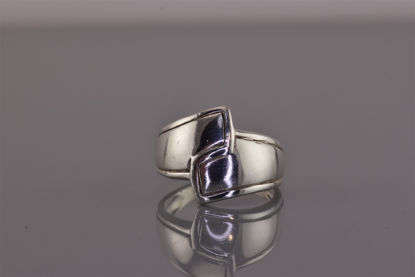 Sterling Silver Bordered Tapered Paddle Wrap Band Ring 925 Sz: 7