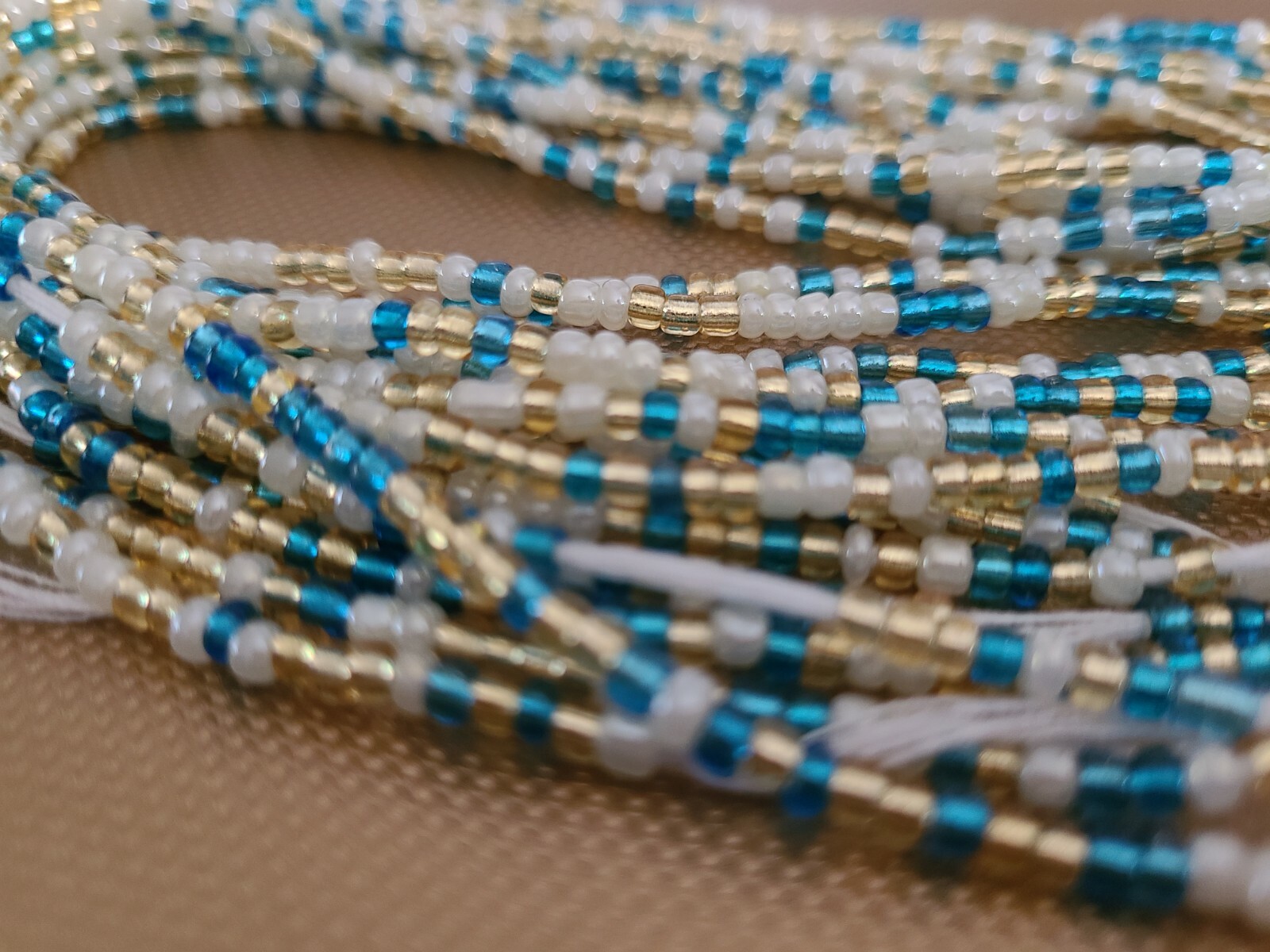 Single strand tie-on waist beads