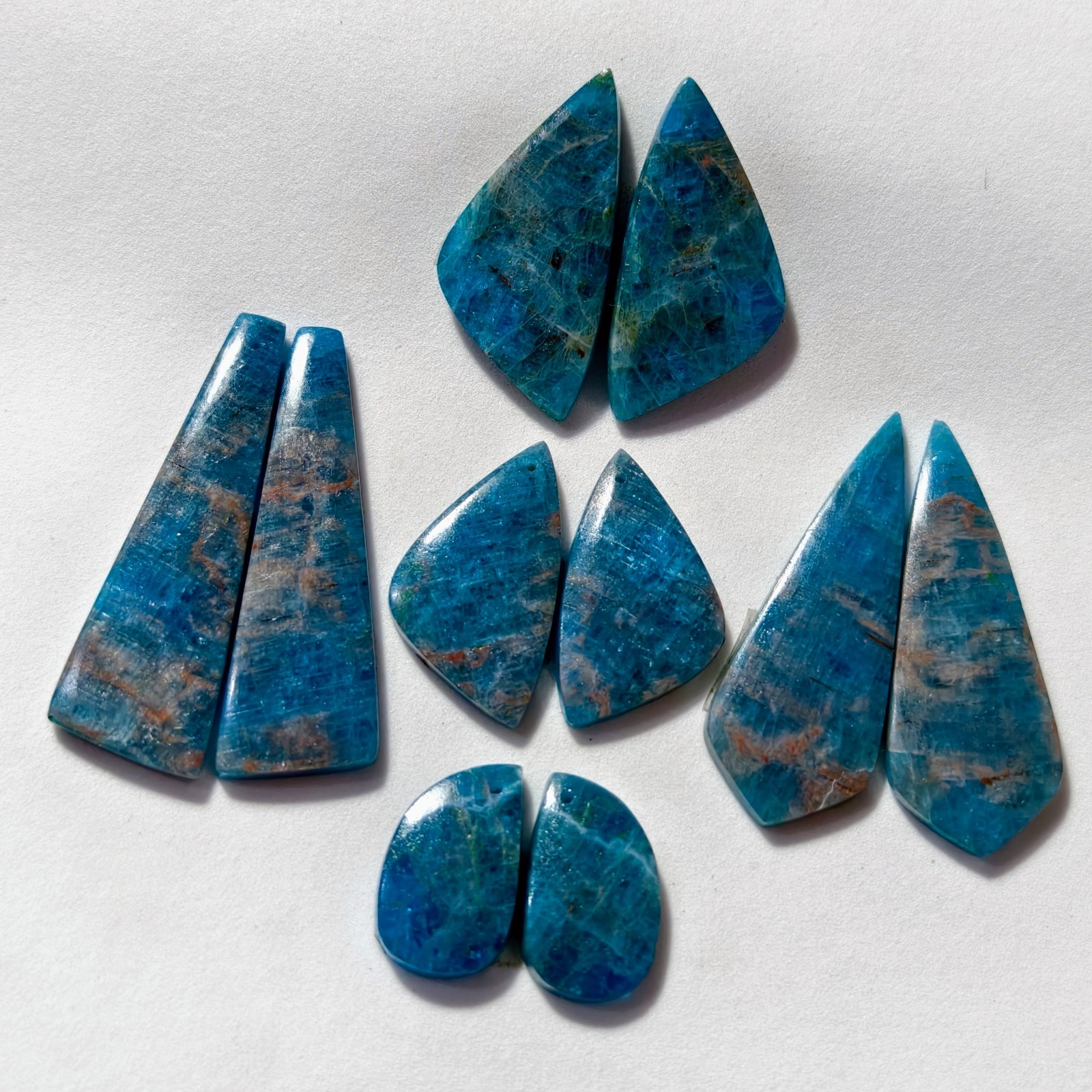 5 Pcs Lot 339 Cts Natural Blue Apatite Drilled Match Pair Cabochon Gemstone
