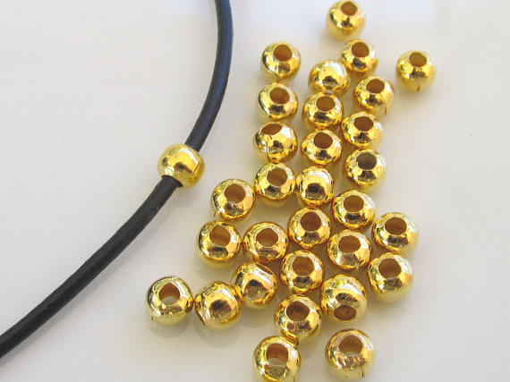 Crimp End Beads ROUND 2, 2.5 or 3MM 8 Plated Colors and Many Sizes