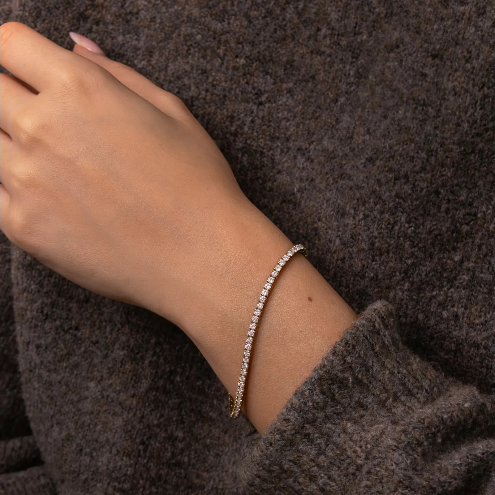2-10 Ct VS Round Lab Grown Diamond Tennis Bracelet 7″ 14k Solid Gold (D-E Color)