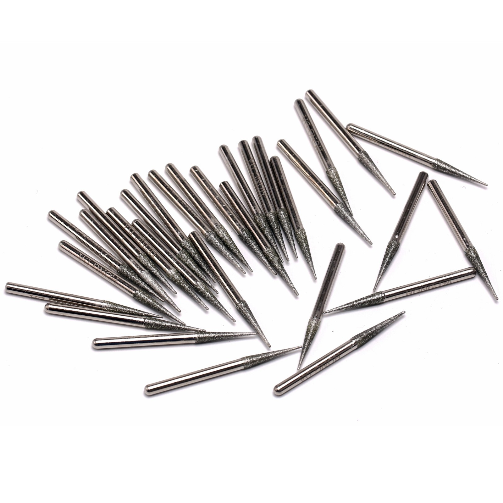 30Pcs 3.2mm Tapered Point Diamond Grinding Bit 1/8″ Cone Rotary Burrs for Dremel