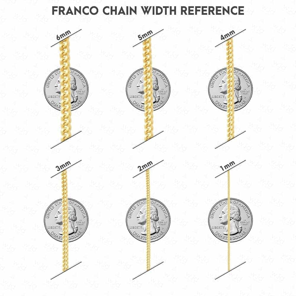 Solid 14k Yellow, White & Rose Gold 1.2mm Franco Chain 16″ 18″ 20″ 22″ 24″ HEAVY