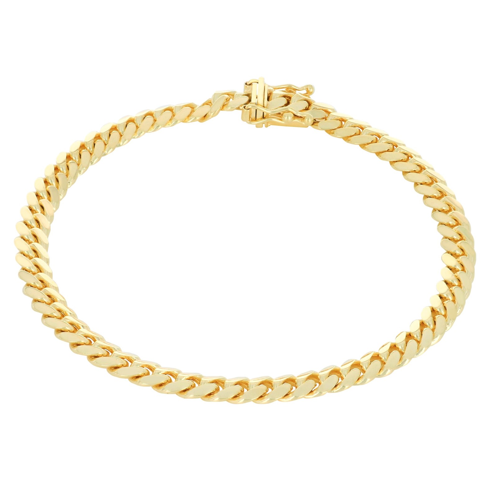 14K Yellow Gold Solid 5mm Miami Cuban Link Chain Bracelet Men 7″ 7.5″ 8″ 8.5″ 9″