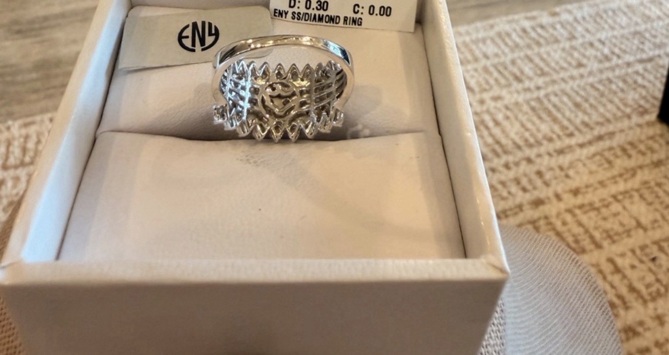 Effy ENY 925 Sterling Silver 0.30ctw Round Diamond Prong Band Ring Size 8 NIB