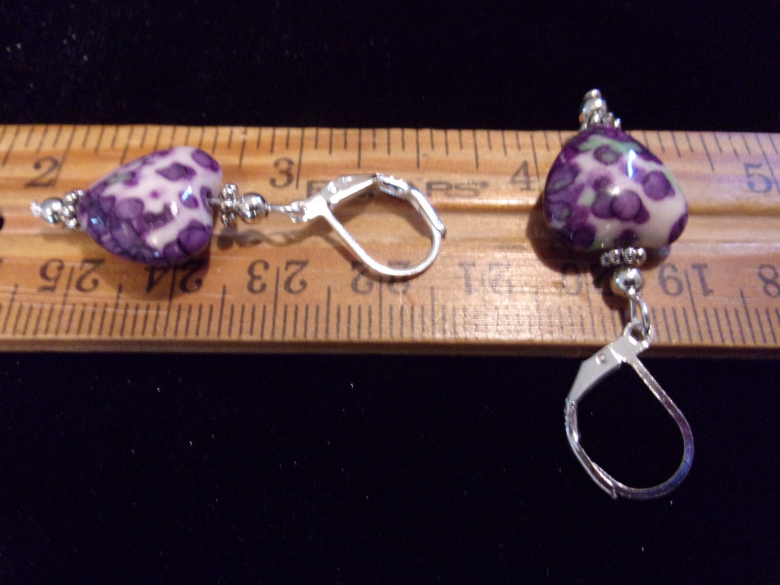 925 Multi-Colored Flower Agate Hearts Leverback Earrings