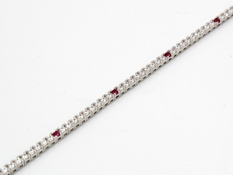 Bracciali Tennis Zirconi Bianchi E Rosa Argento Idea Regalo Varie Misure