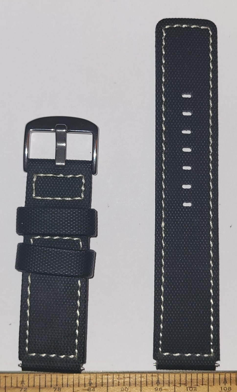 NOS Pro-Grade Sailcloth Composite 22mm Notched Dive Strap (Flares to 24mm) 