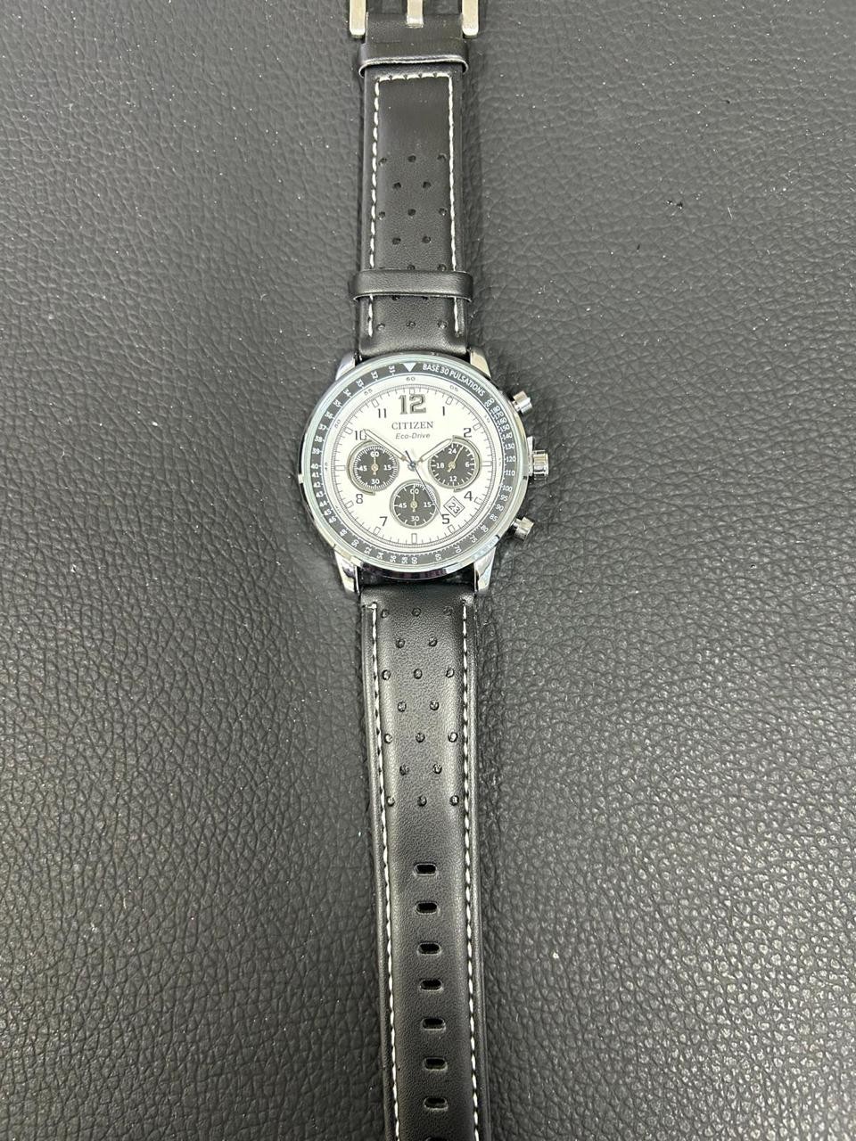 Citizen Men’s Eco-Solar Chronograph Stainless Steel Leather Watch