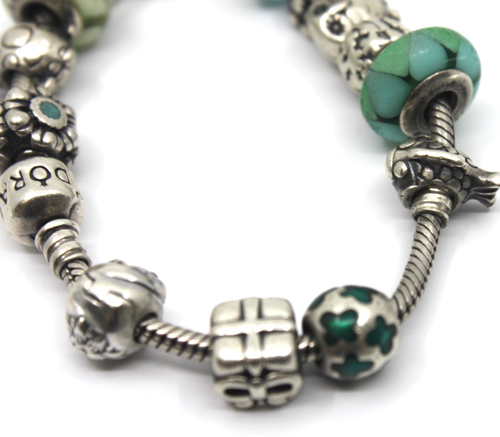 Sterling Silver Pandora 14 Charms Bracelet 7.5″inch Long