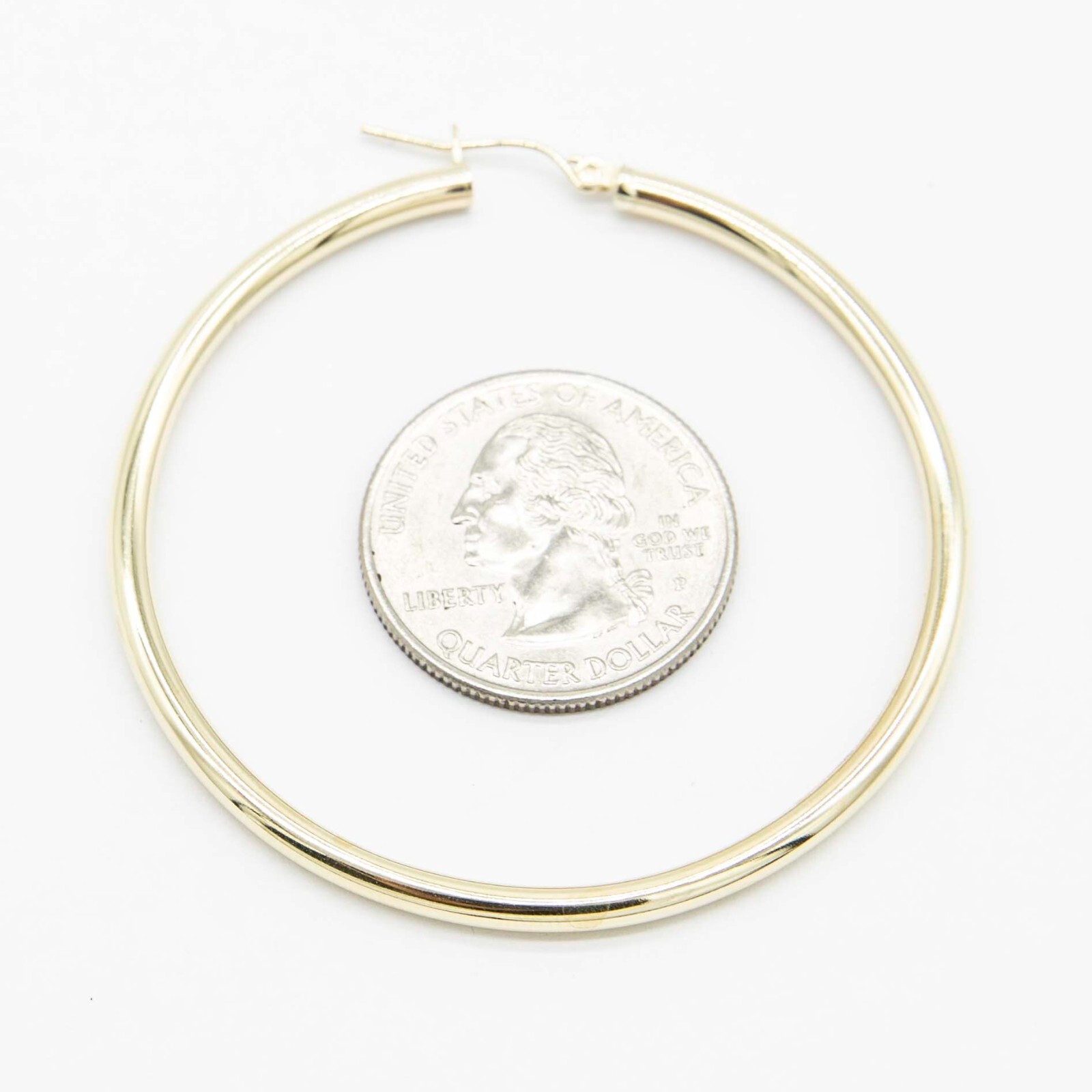 3mm X 55mm 2 1/8″ Shiny Plain Hoop Earrings Real 10K Yellow Gold