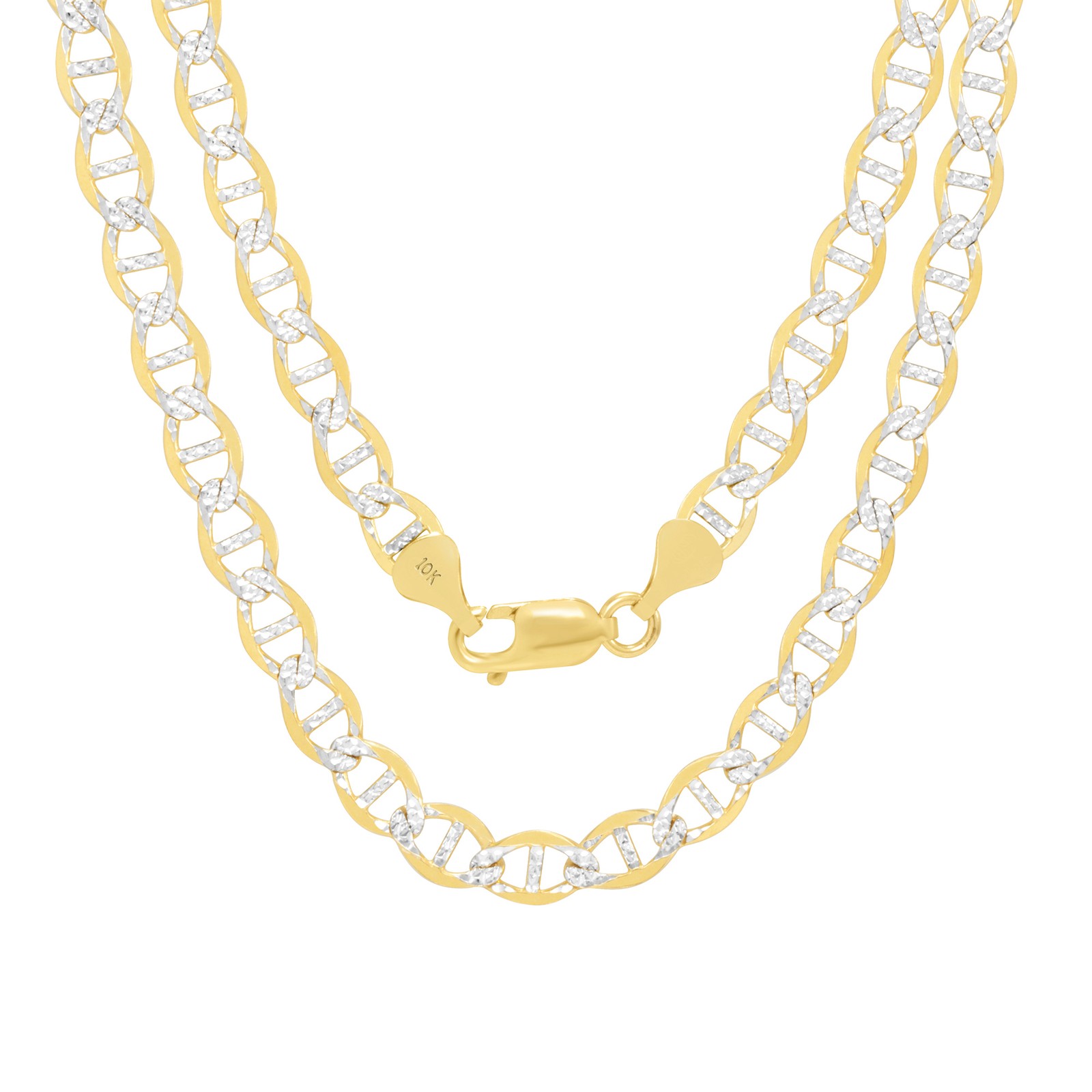 10K Yellow Gold 1.5mm-5mm Pave Dia/Cut Mariner Chain Necklace Bracelet 7″-30″