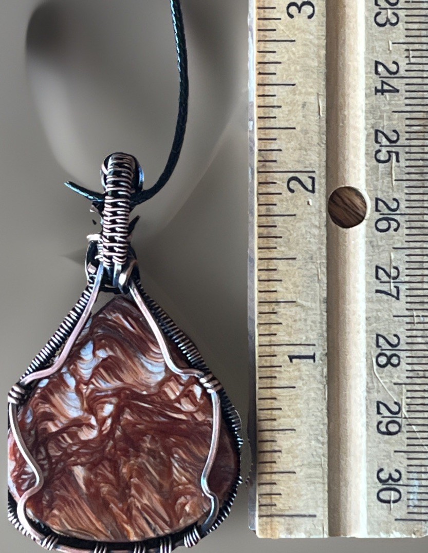 Redwood Opal (Opalized Silica) ~ Handmade copper wire wrapped pendant 7r