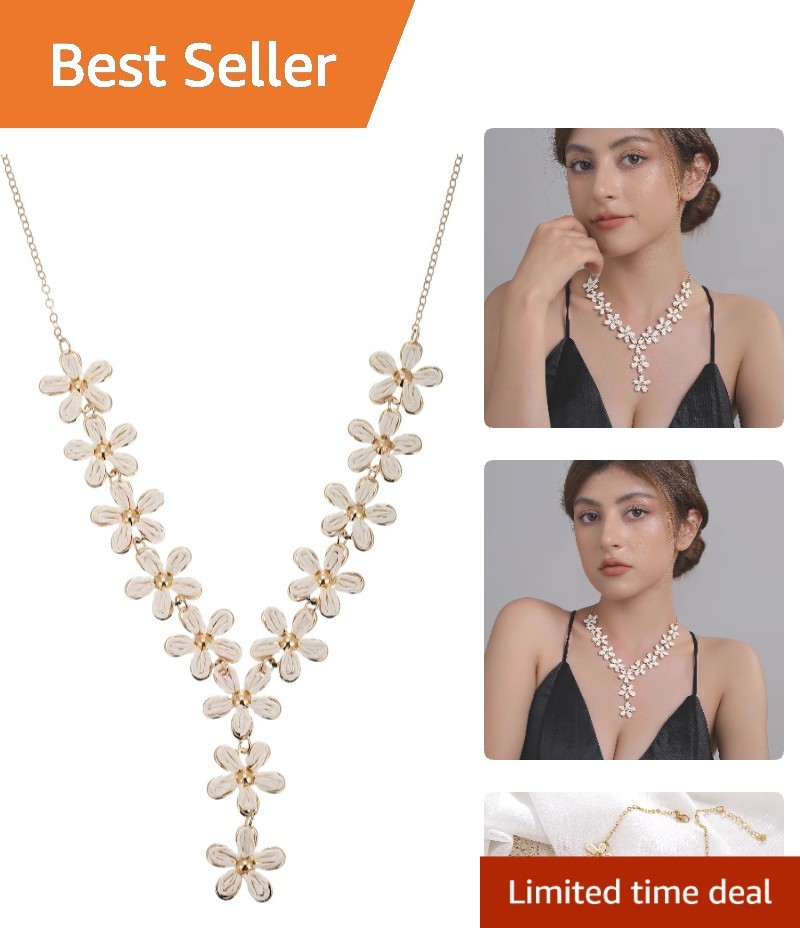 Gold-Tone Y-Shape Raffia Necklace – Cheerful Botanical Jewelry Statement Piece