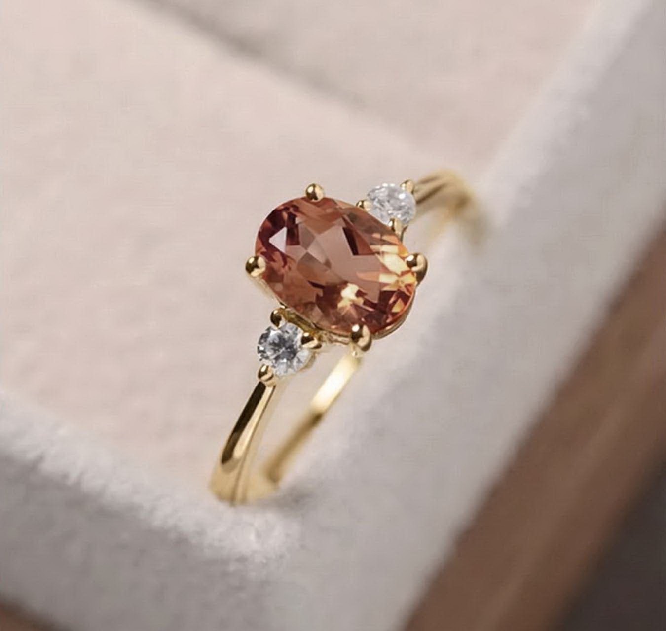Genuine Imperial Topaz Ring Silver Sterling Free Resize Ring Size 7 Gold Plated