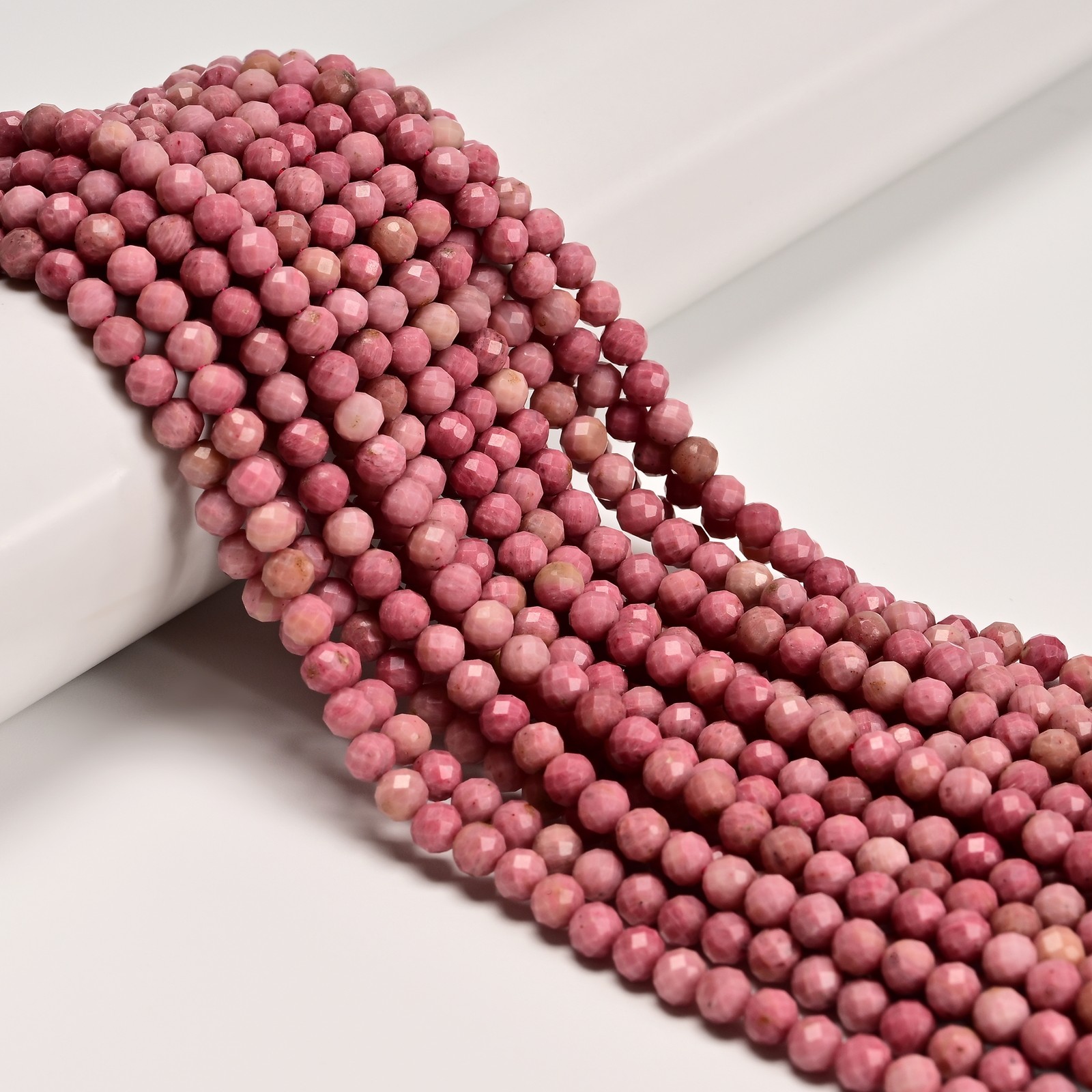 Natural Pink Petrified Rhodonite Faceted Round Beads Size 2mm 3mm 5mm 15.5″ Strd