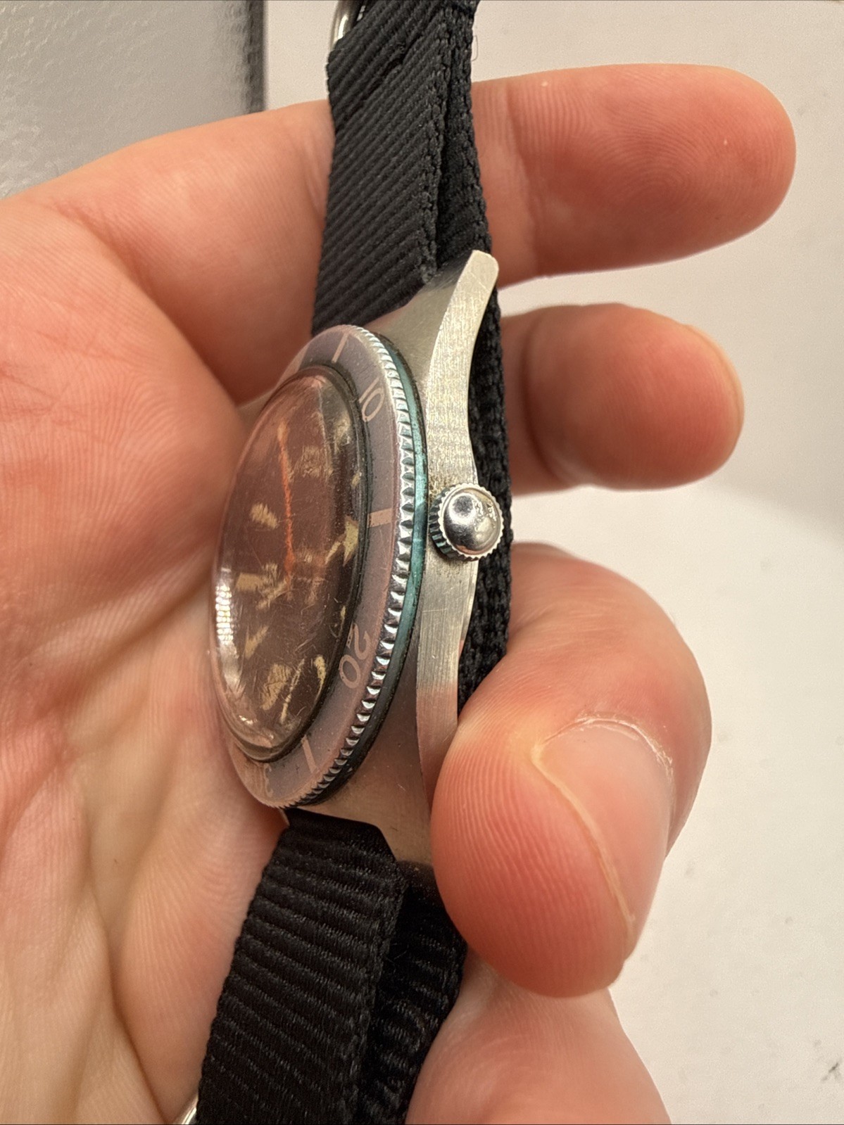 VINTAGE 1960s Elgin Skin Diver Watch 25 Jewels Automatic Ghost Bezel Mens RUNS