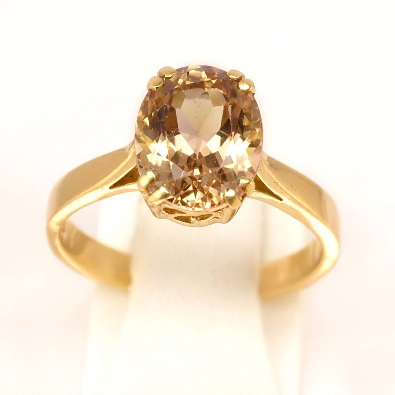 9×7 Genuine Imperial Topaz Ring Silver 925 Free Resize Ring Size 7.0 Plated Gold