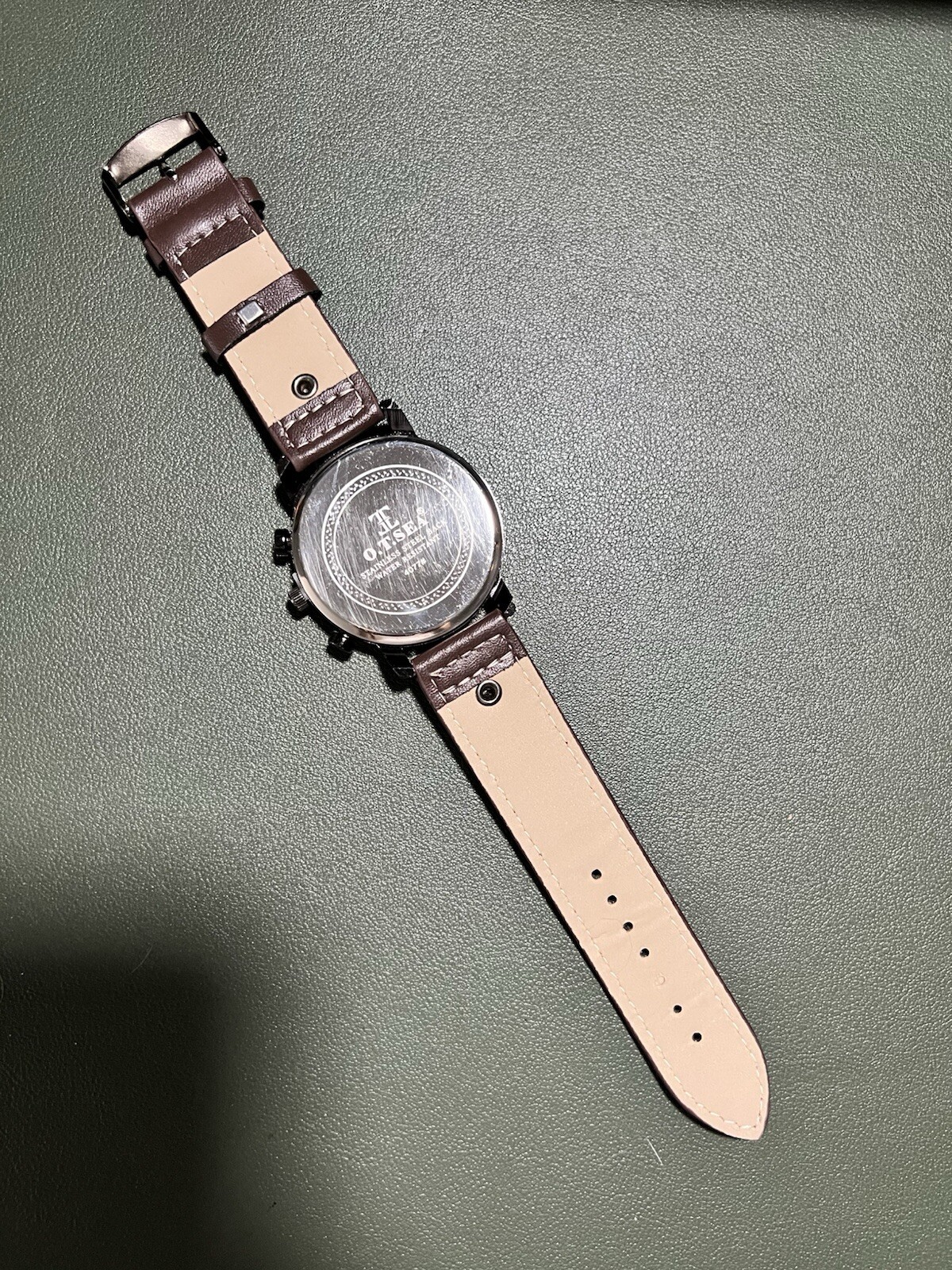 ✨Men’s O.T. Sea Sport Watch #4077 Water Resistant Leather Band New Battery E5