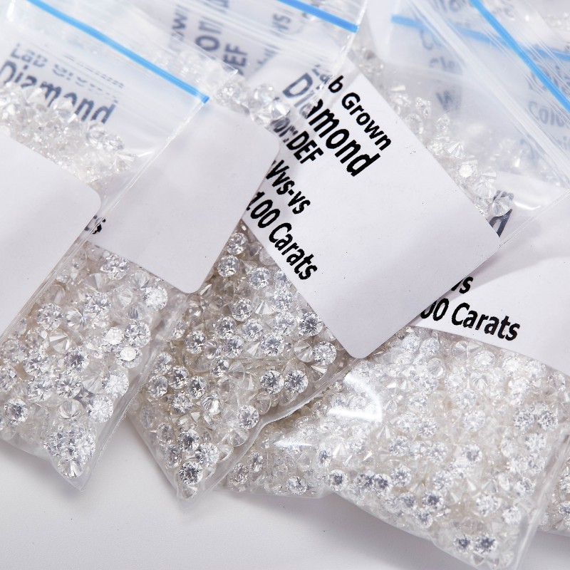 Lab Grown Diamond 100PCS 0.9-3mm Melee DEF HPHT/CVD Loose Diamond Round Stones