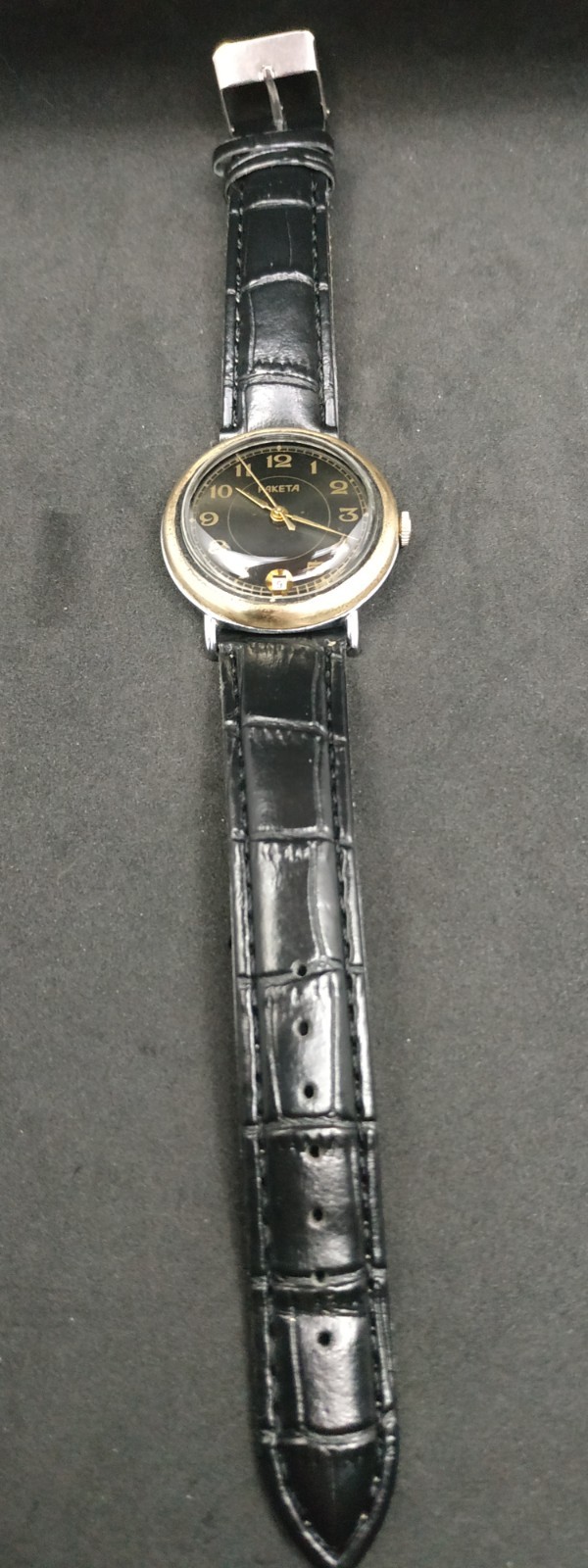 Men’s Dress Vintage USSR Watch Raketa Mechanical 2628.H Black Dial Retro Soviet