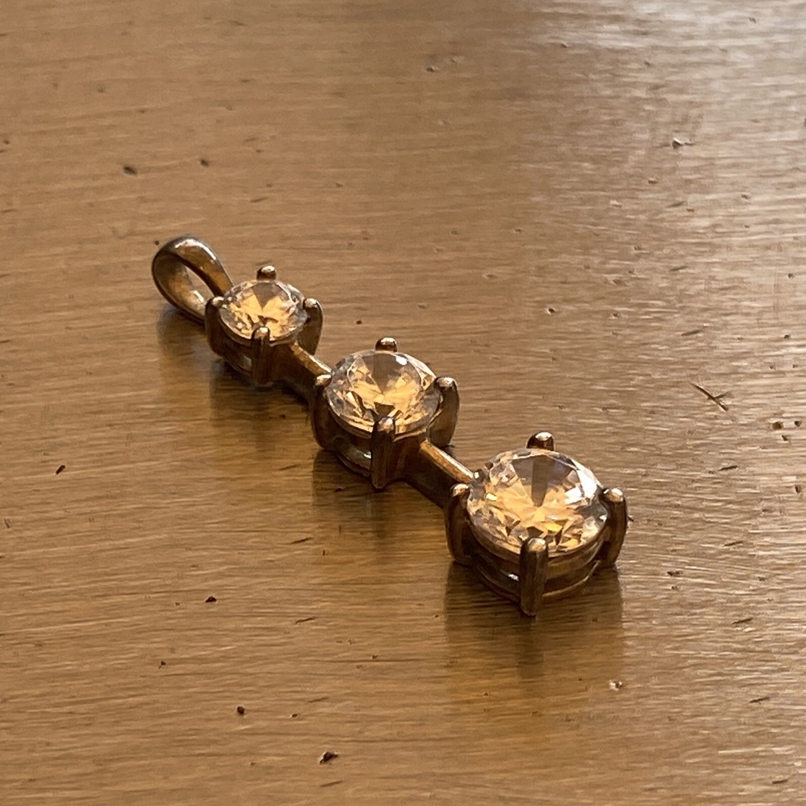 Sterling Silver And Crystal Three Stone Drop Pendant