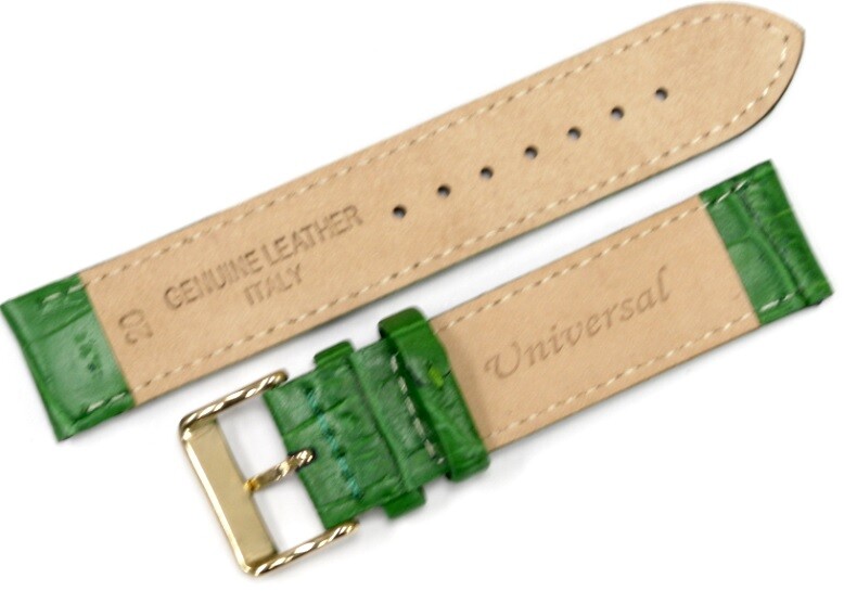 Alligator Leather Green Color Watch Band 16 MM to 22 MM Green Stitched