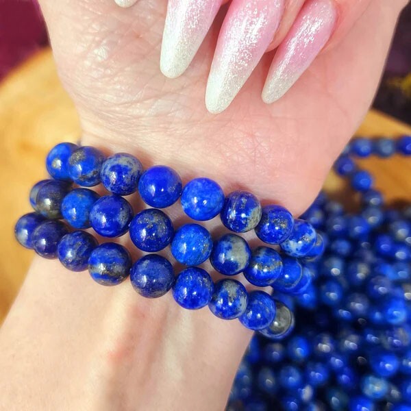 Handmade Lapis Lazuli 8MM Round Beads Healing Reiki Chakra Women Men Bracelet