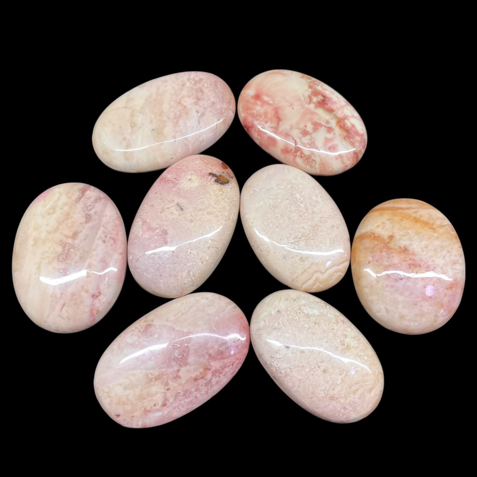 8 Pcs Natural Polychrome Jasper 41-49mm Loose Cabochon Untreated Gemstones Lot