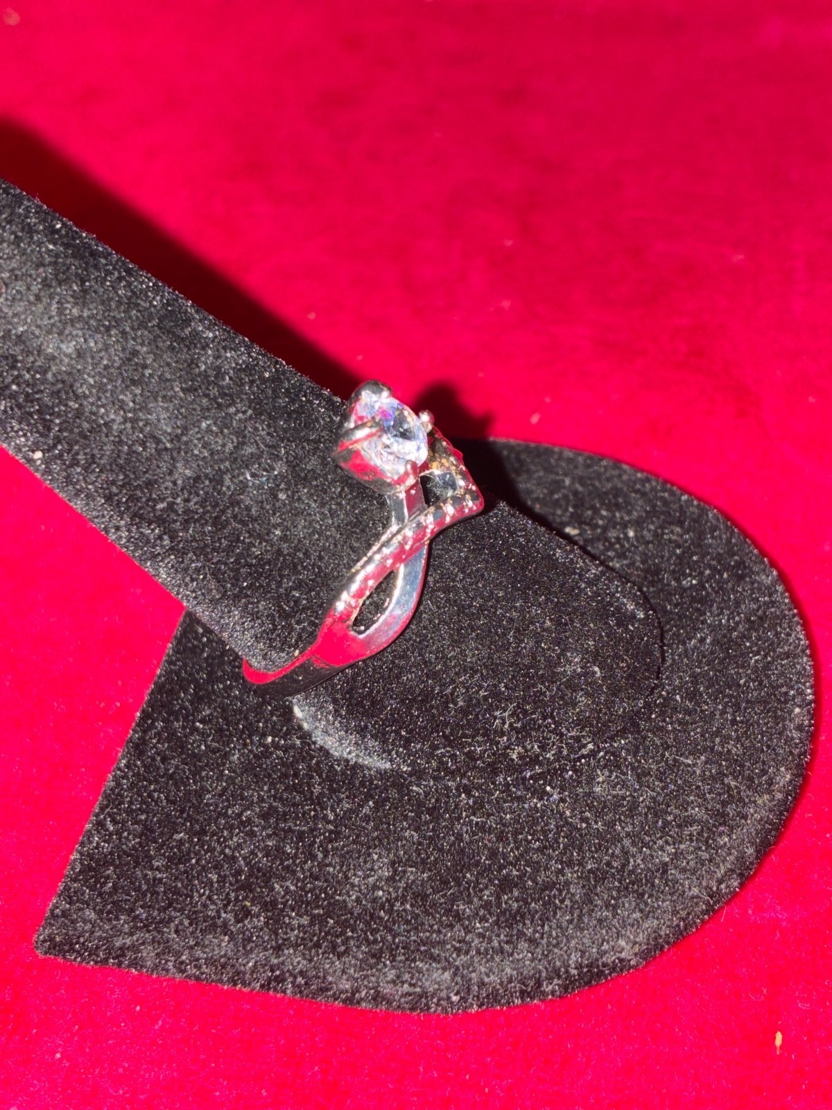 Brilliant Round Solitaire Infinity Chevron Ring Sz 10