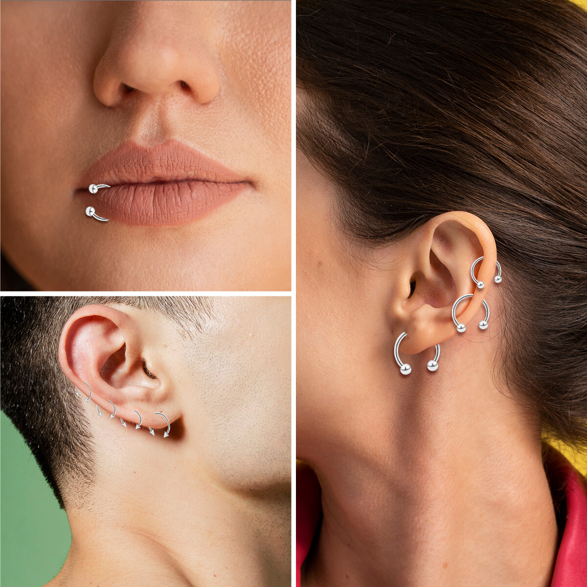 8-24Pcs 16G 14G Circular Barbell Horseshoe Rings Lip Septum Piercing Earrings