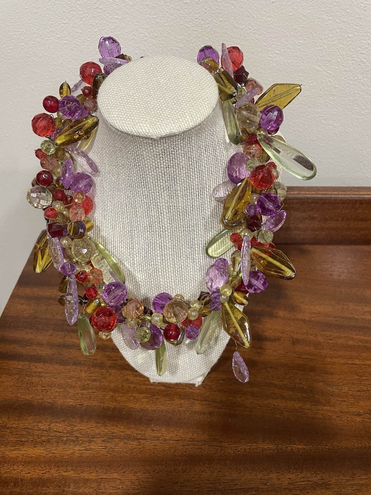 Extravagant Hand Beaded Glass Multi color Necklace. 19”