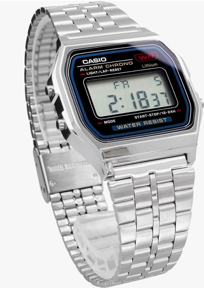 [NEW] CASIO A159WA-N1 Classic Digital Watch Stainless Steel Band, Fr/s