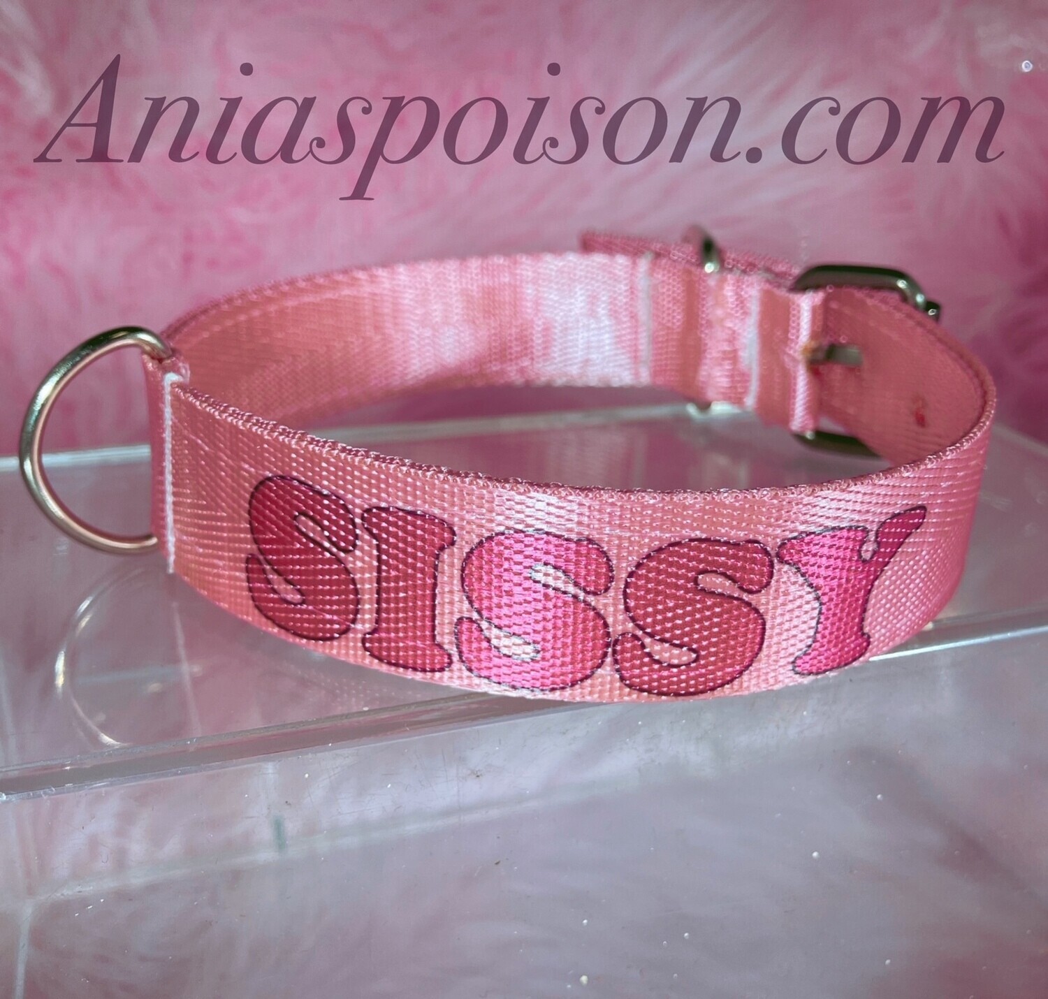 PINK Play time Satin Webbing Naughty collar SISSY OR OTHER CUSTOM TEXT OPTIONS