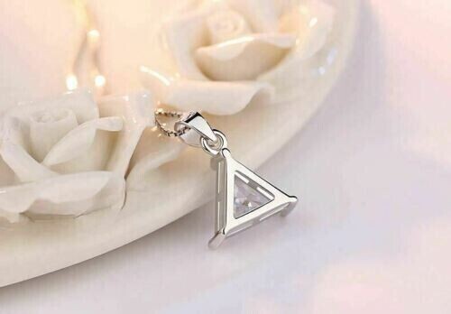 2 Ct Trillion Cut Simulated Diamond Women’s Charm Pendant 14k White Gold Plated