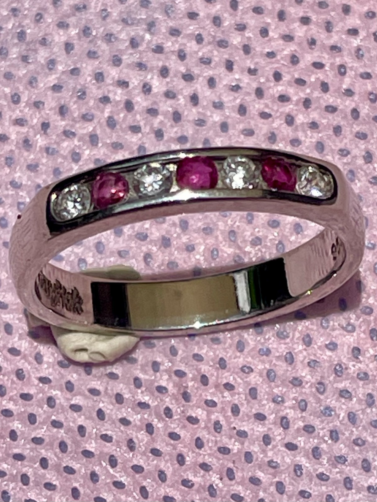 Beautiful PALLADIUM Ring with Rubies and Diamonds, Size 7, Very Rare Find & NEW!