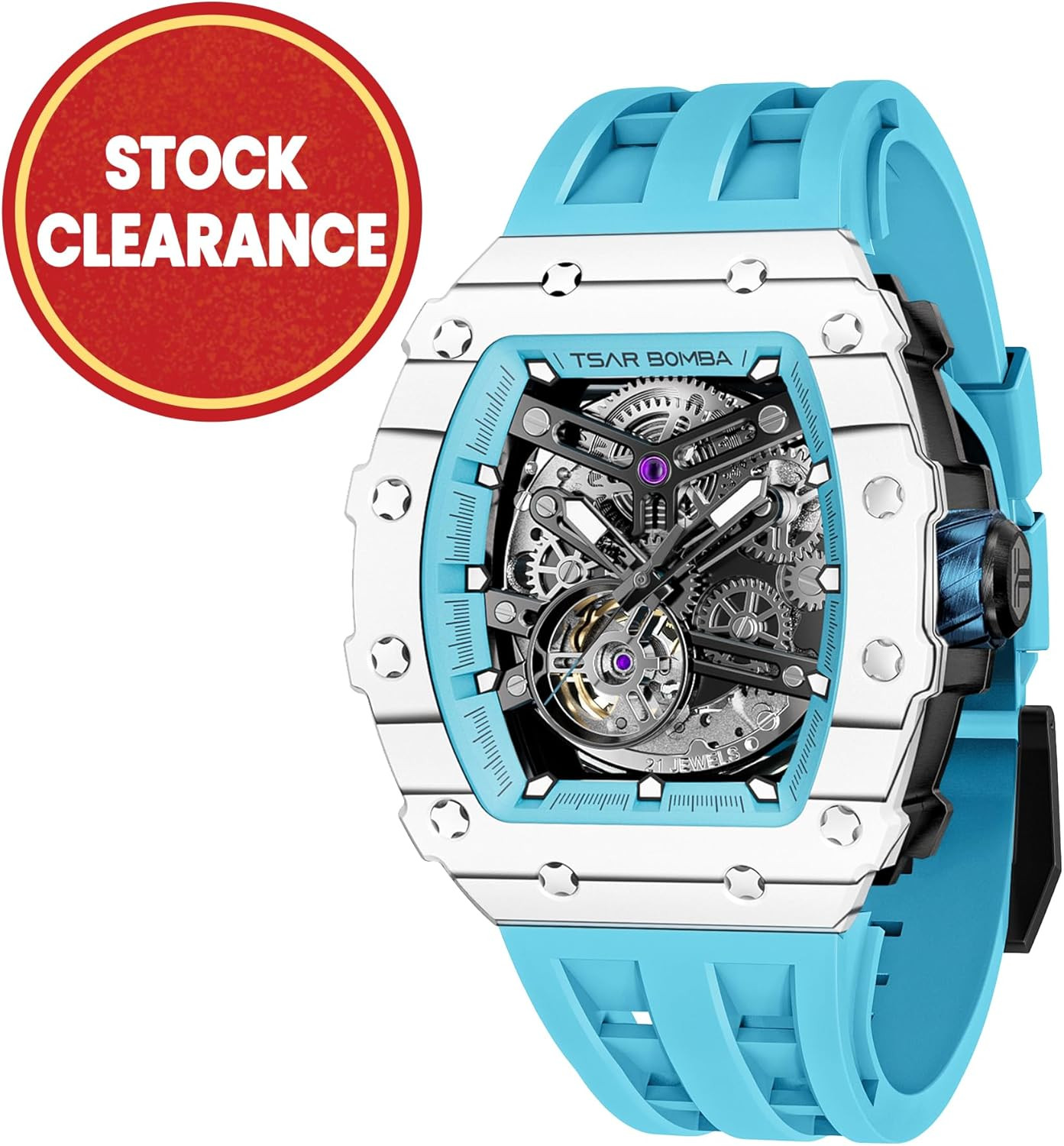 Luxury Men’s Skeleton Watch – 50M Waterproof Big Face Dial