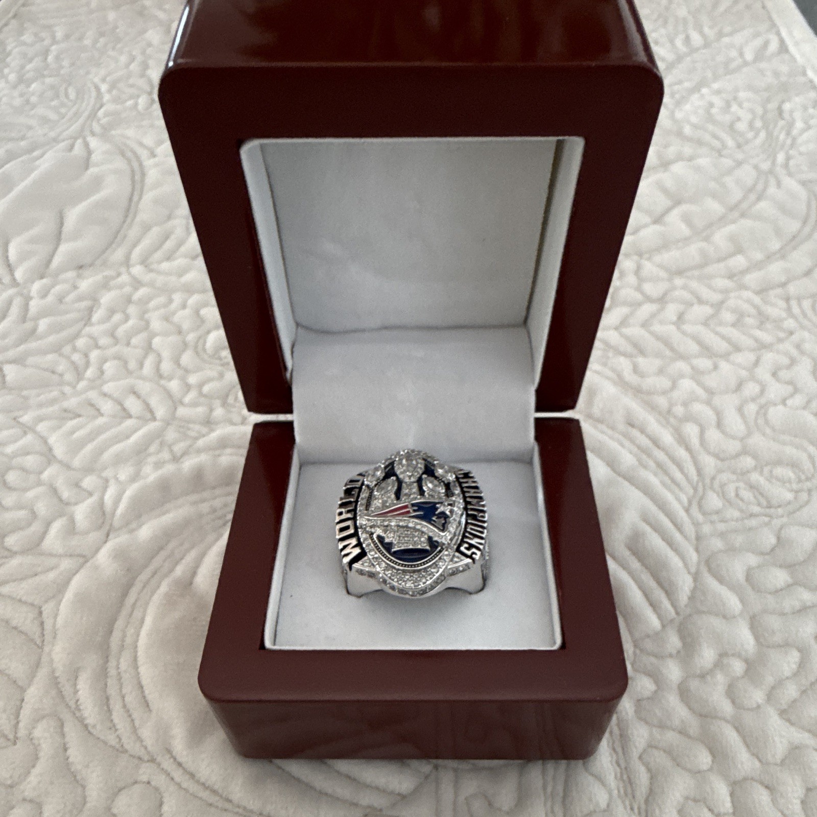 NE Patriots Supperbowl Alloy Steel Ring Blue / Steel Color Ring Size 10? I Think