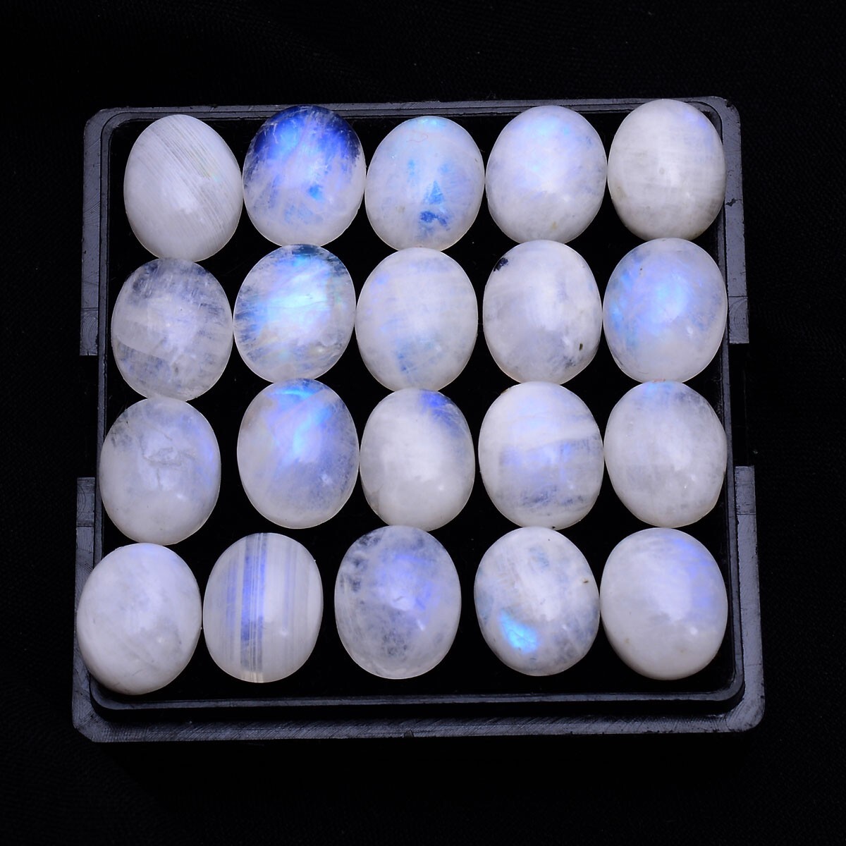 10 Pcs Natural Blue Shine Moonstone 11mm*9mm Oval Cabochon Untreated Gemstones